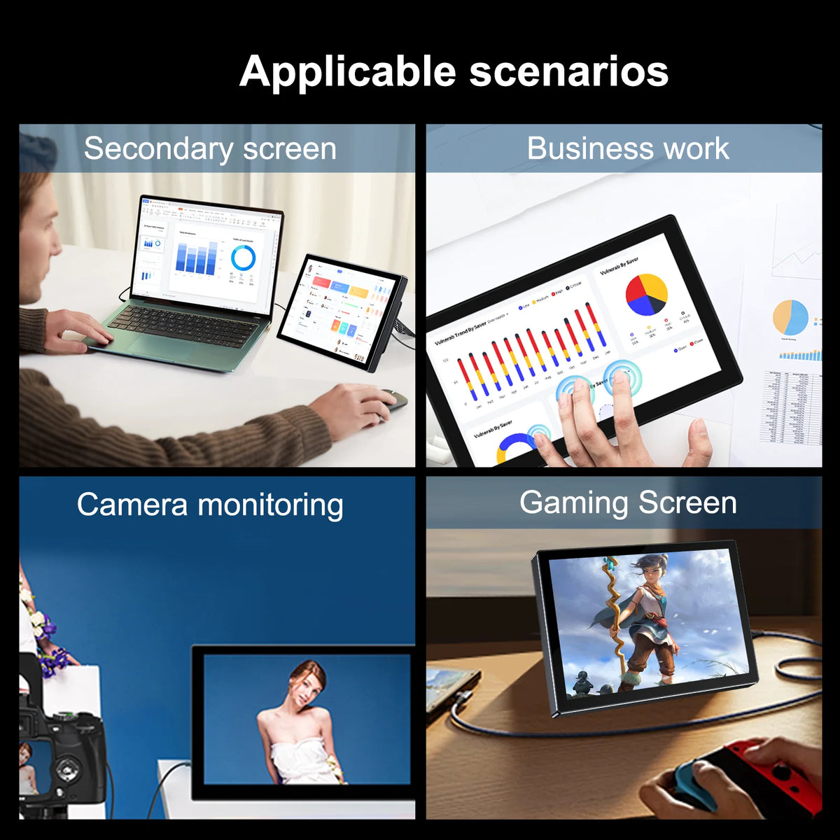 Monitor táctil Unew Premium de 8 pulgadas, 1280x800, 16:10, pantalla ancha HDMI para proyectos de bricolaje y pantalla táctil, ventiladores y altavoces integrados