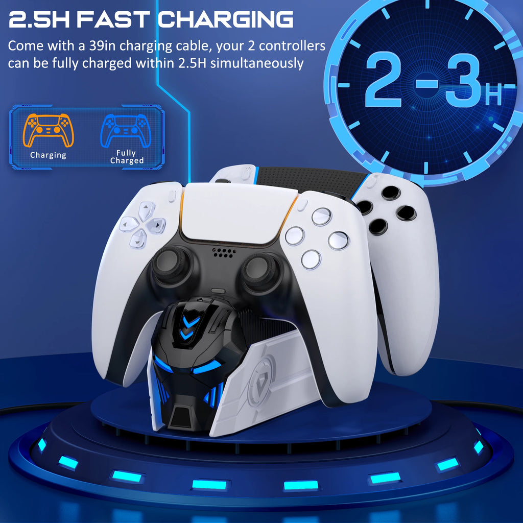 Base de carga rápida doble DinoFire para mandos inalámbricos PS5, soporte de carga para mandos DualSense de Sony PlayStation 5