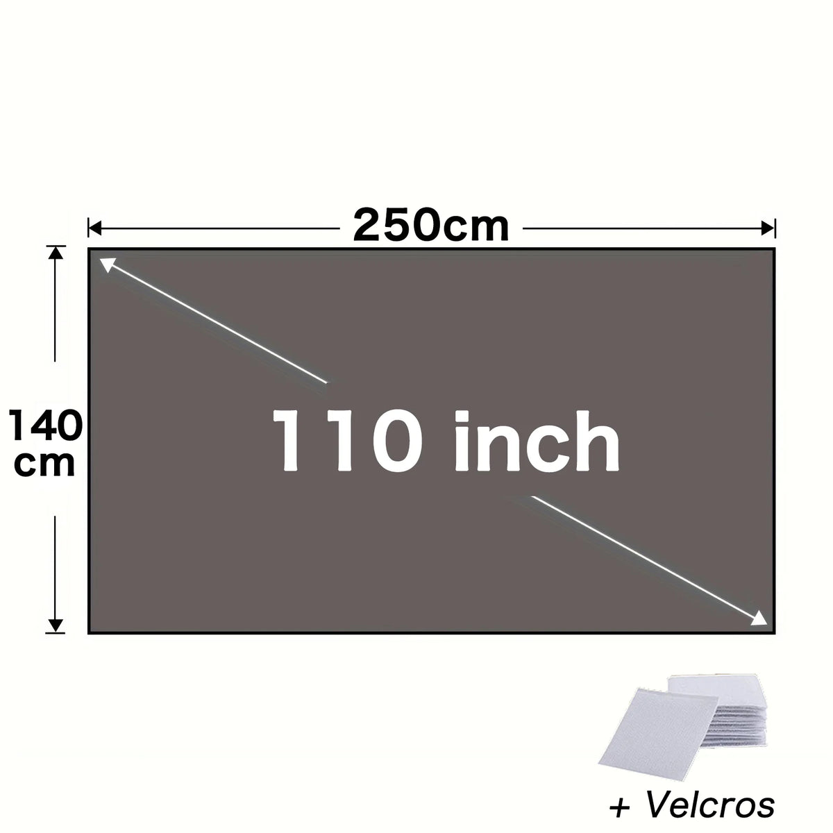 Pantalla de proyector 16:9 plegable de 110" con velcros y marco, lienzo gris