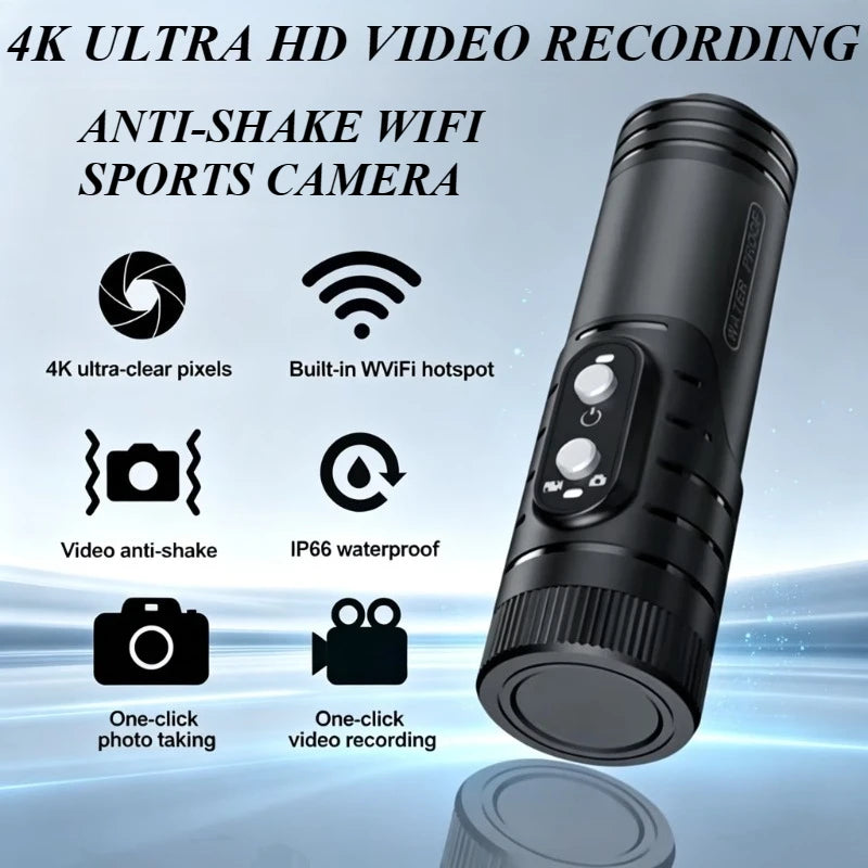 Cámara de Acción 4K Ultra HD 1080P WiFi Inalámbrica, Video IP66 Resistente al Agua, Antivibración, Cámara Deportiva, Videocámara para Ciclismo, Grabadora de Video para Buceo