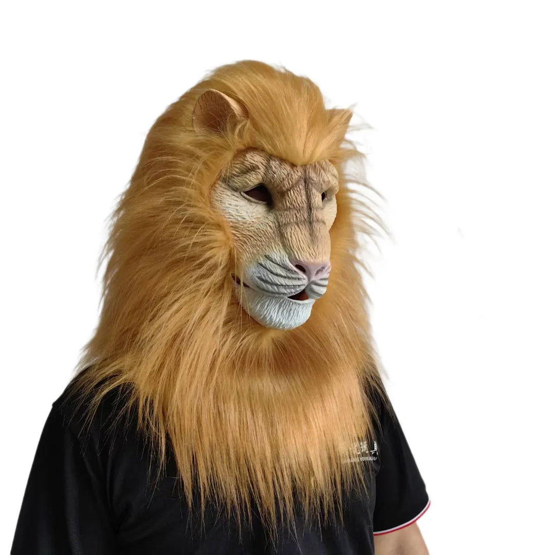 Máscara de León de Lujo para Cosplay, Máscara de León Blanco de Látex, Casco de Animal, Disfraces de Halloween, Carnaval, Fiesta de Disfraces, Accesorios