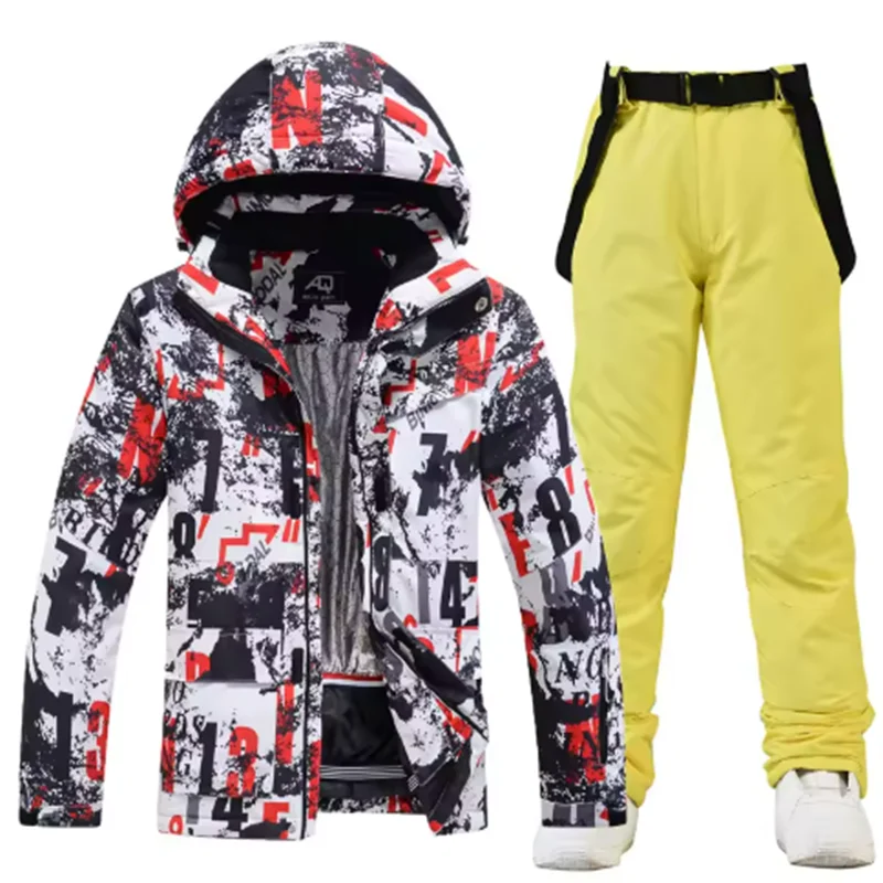 Traje de esquí colorido y cálido para hombre, ropa de snowboard, chaquetas de invierno, pantalones para hombre, ropa impermeable, disfraces de nieve,-30
