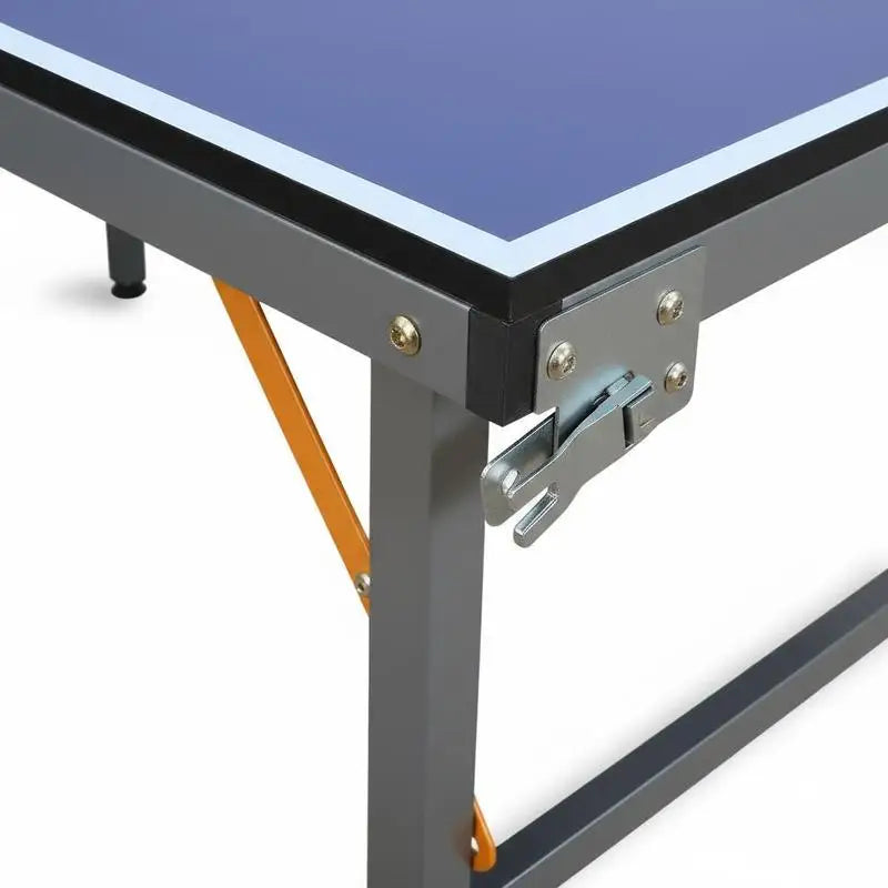 Mesa de ping-pong plegable azul de 152,4×66,04×66,04 cm con 6 patas metálicas estables, plegable para ahorrar espacio, con 10,16 cm de grosor, incluye Set de Pádel, 2 Palas y 3 Pelotas, Patas Antideslizantes, para Interio