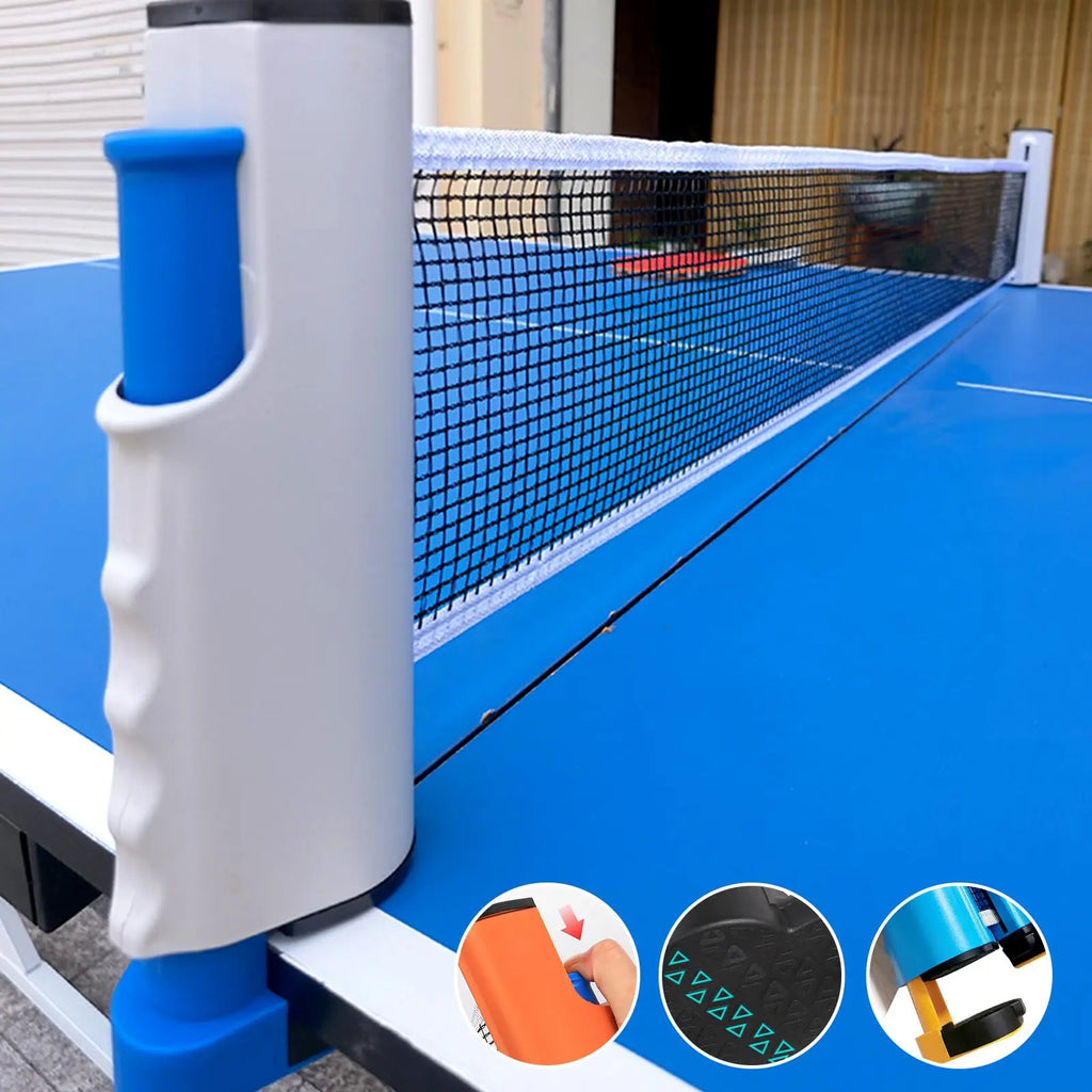 Red de tenis de mesa retráctil de 72 "con abrazaderas, estante de red de Ping Pong portátil para cualquier mesa, postes de estante de red de tenis de mesa de repuesto