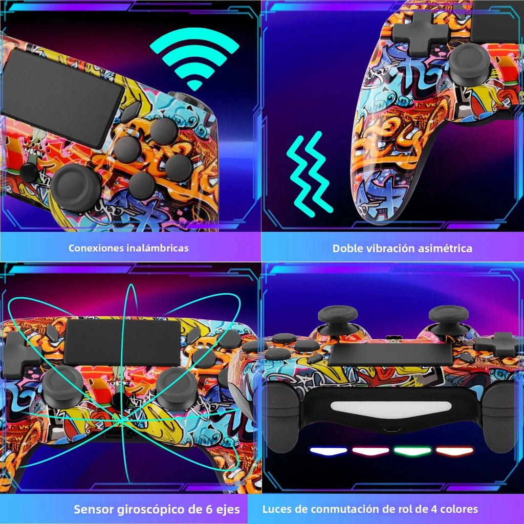 Mando inalámbrico Bluetooth GAMINJA P47, Gamepad con giroscopio de 6 ejes, panel táctil tipo joystick para PC, doble vibración, compatible con PS4, PC, Windows 7 y 8