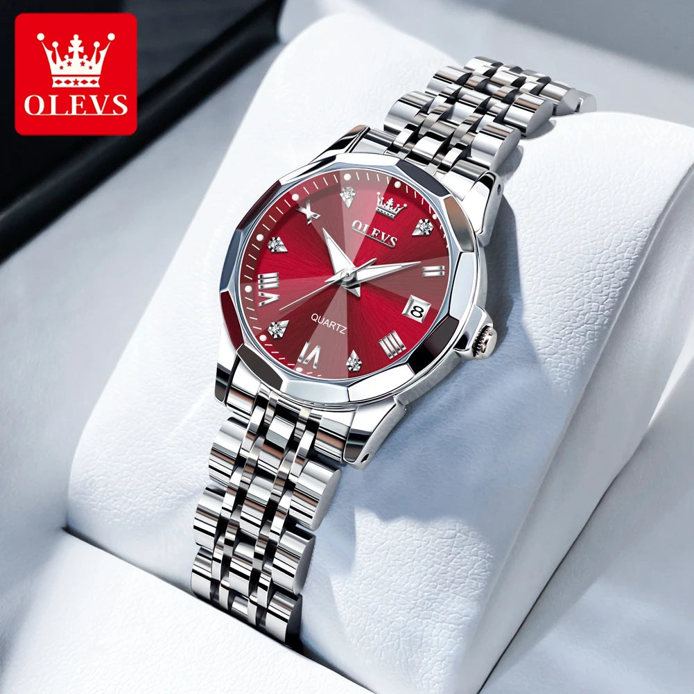 Reloj OLEVS 9931 para mujer, elegante reloj de cuarzo cuadrado original, resistente al agua, luminoso, con fecha automática, regalo para dama