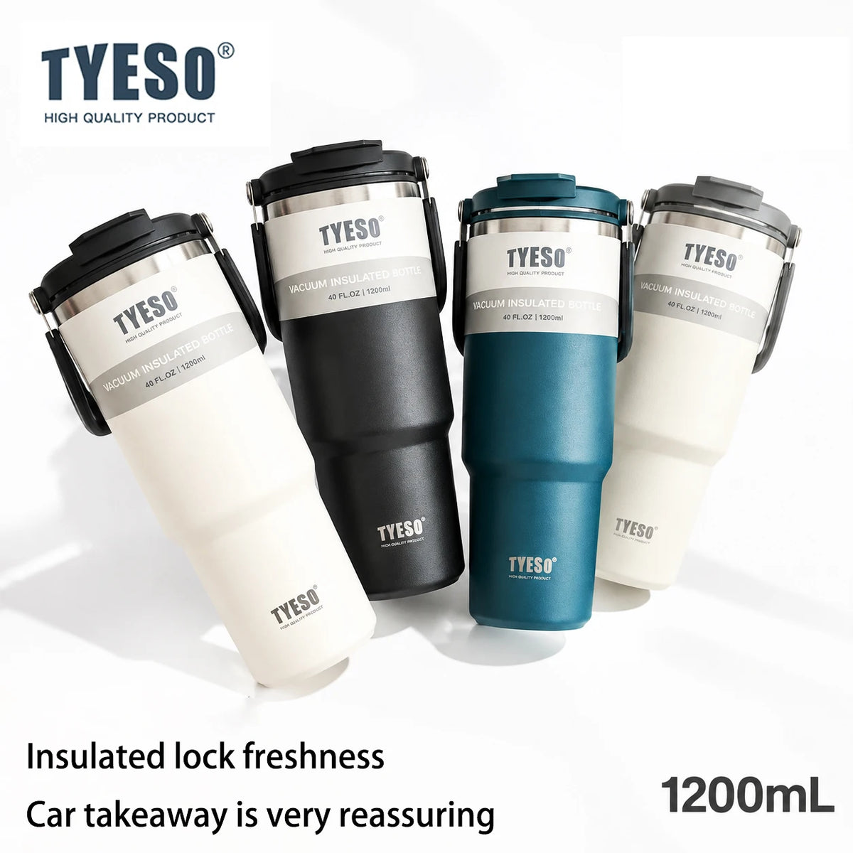 Tyeso 600/750/900/1050/1200ML botella termo de acero inoxidable taza de café para coche botellas de agua deportivas mantiene el frío y el calor taza térmica