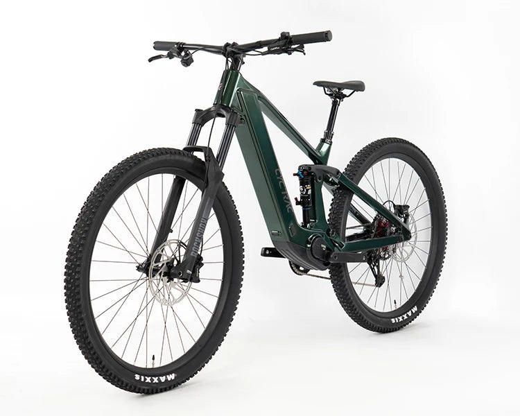 Bicicleta de montaña eléctrica M820 Mid Drive Motor EM19 de carbono con doble suspensión, inalámbrica y tija telescópica