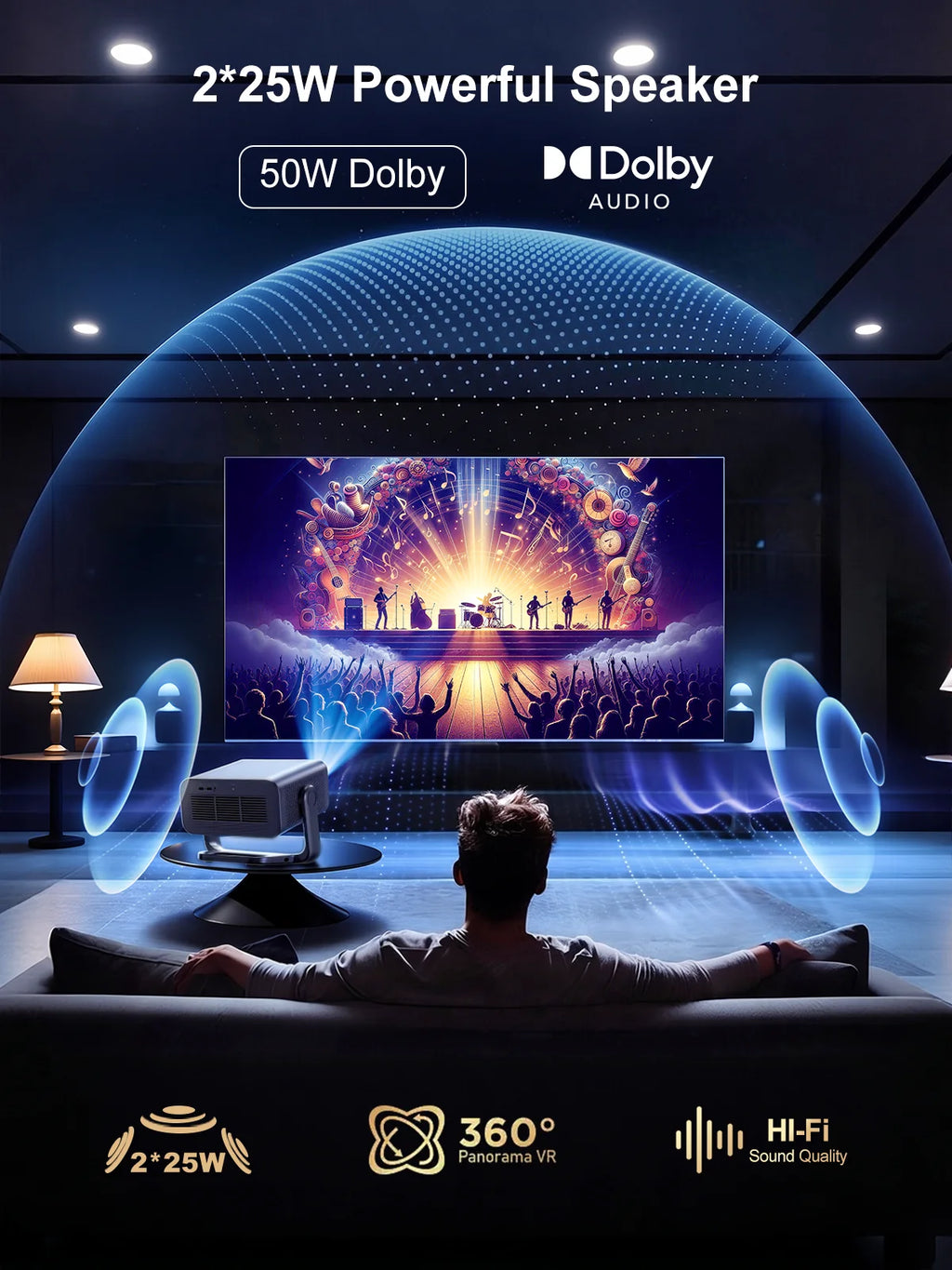 Proyector ThundeaL VIDAA TD99W 4K Full HD 1080P con WiFi, 50W, Dolby, Cine en Casa, TD98 Actualizado, TD99W, Proyector de Haz para Cine, Juegos y Exteriores