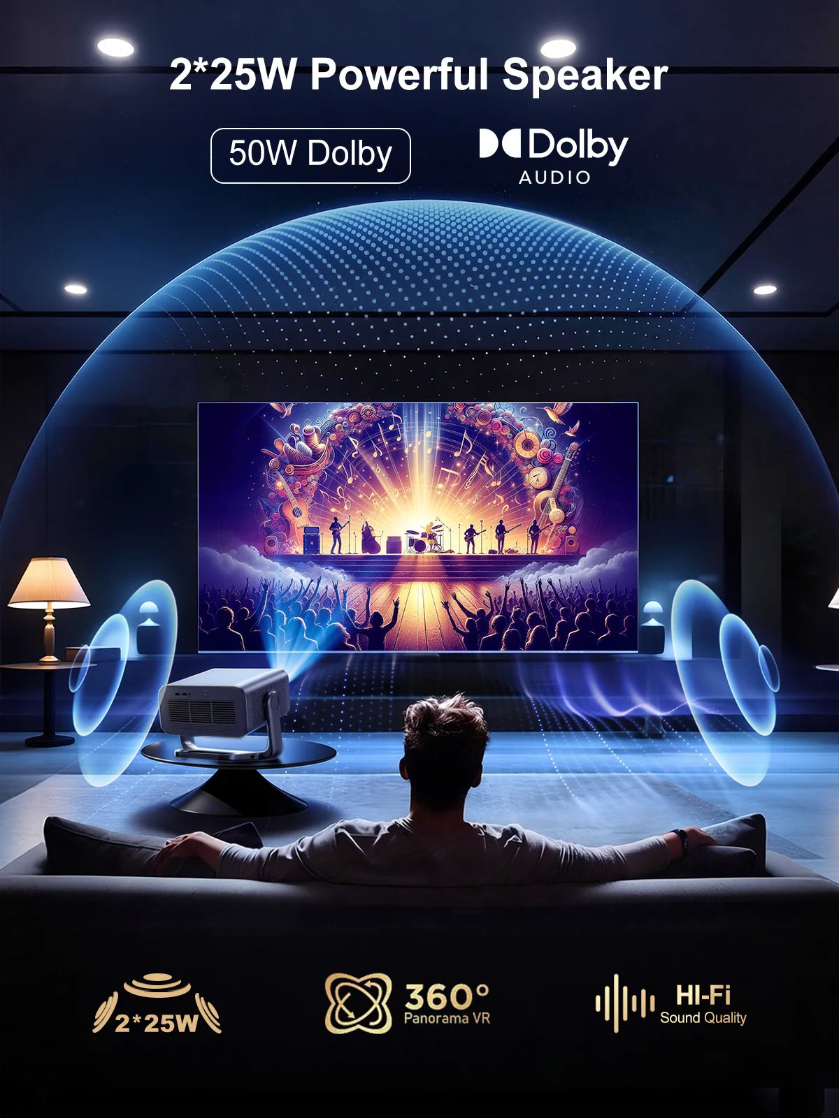 Proyector ThundeaL VIDAA TD99W 4K Full HD 1080P con WiFi, 50W, Dolby, Cine en Casa, TD98 Actualizado, TD99W, Proyector de Haz para Cine, Juegos y Exteriores