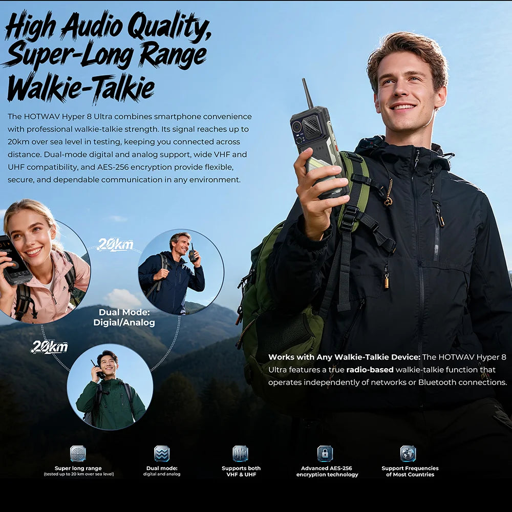 [Shipped From Within Europe]HOTWAV Hyper 8 Ultra 5G Rugged Phone 6.78-inch FHD+ 120Hz Display 32(12+20)GB RAM+512OM Dimensity 7050 5G 11400mAh Battery 55W Fast Charging 108MP+32MP Camera Android 15 NFC