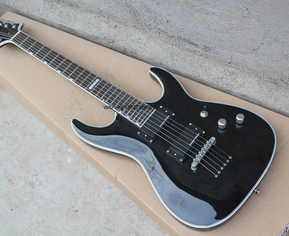 Guitarra Eléctrica de Alta Calidad, Instrumento de Cuerdas de 6 Cuerdas, Guitarra Negra Brillante