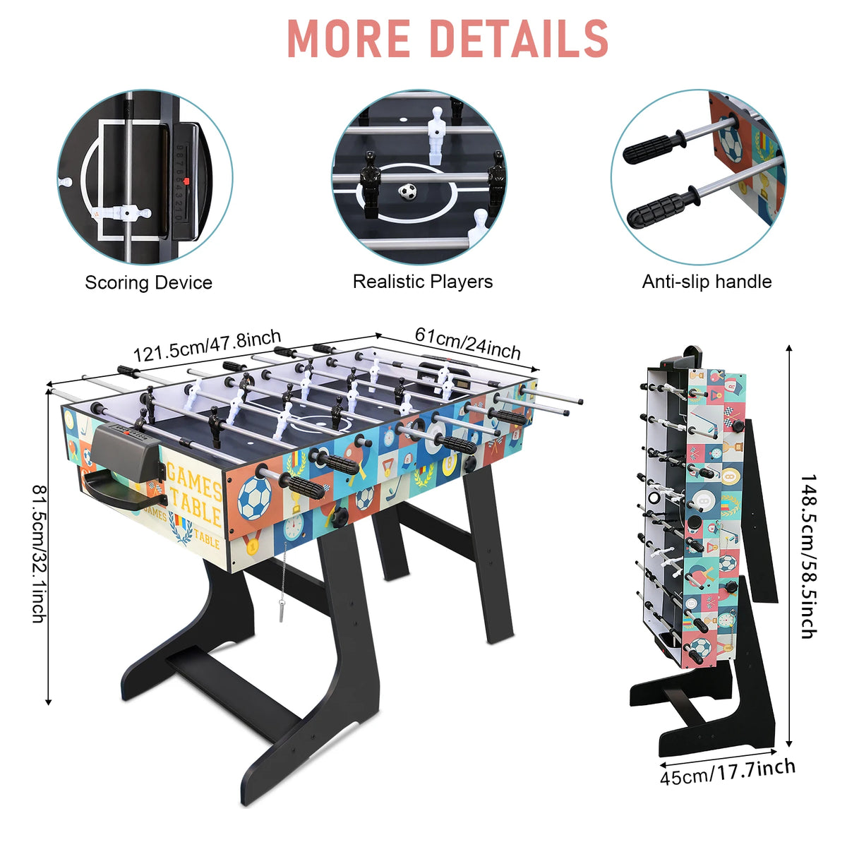 HLC 4-in-1 multi-game Table, Integrating Foosball, Billiards, Ping-Pong and Air Hockey, Ideal for Adults and Children, It Is the best light