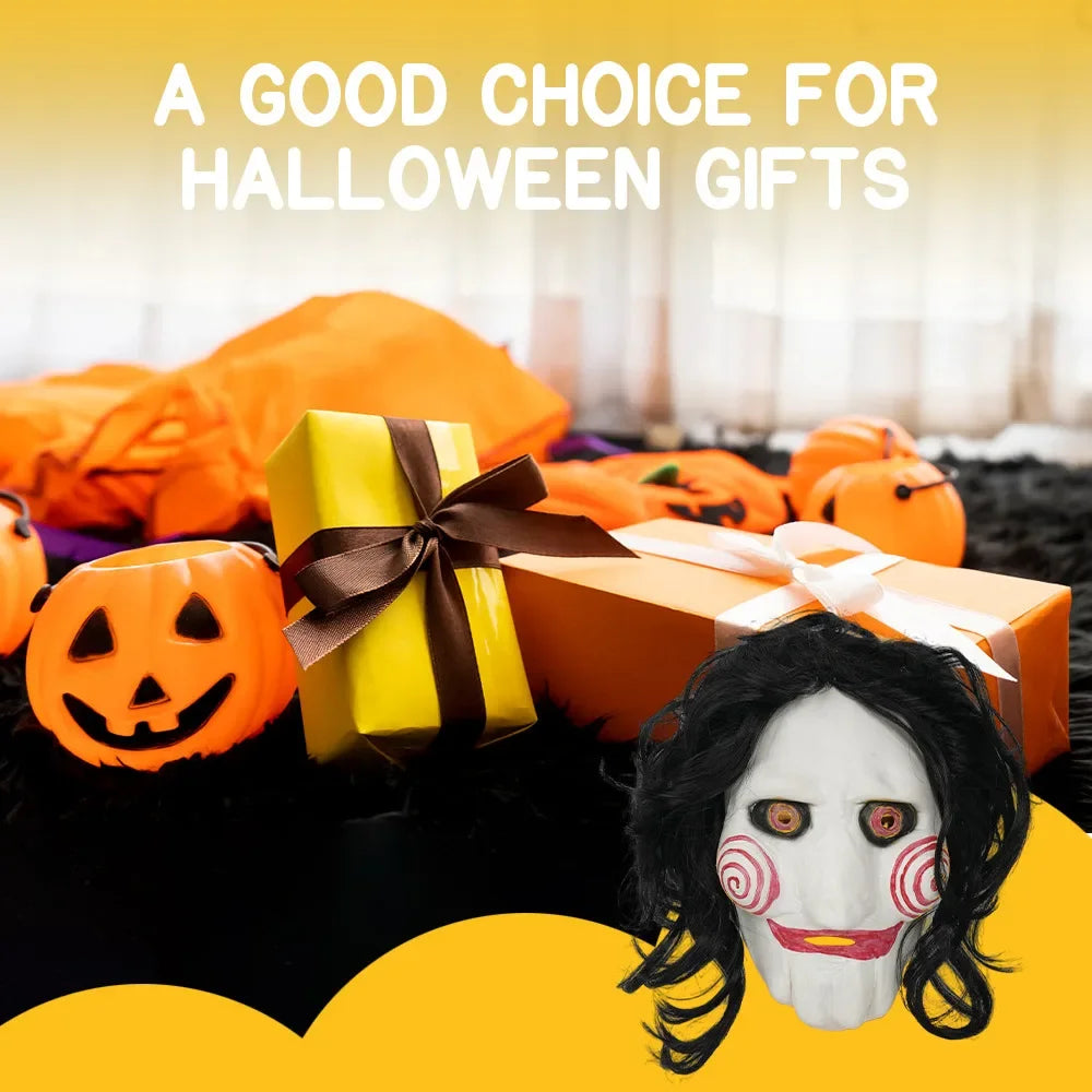 Máscara de Halloween con ojos y dientes rojos, hecha de látex resistente, ideal para fiestas de Halloween, Navidad y carnaval, accesorio para disfraces, con un aspecto amenazante, fabricada con materiales de alta calidad, a