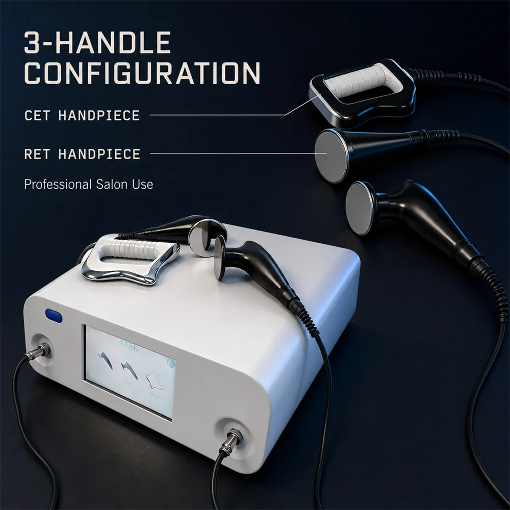 Máquina de Belleza Indiba 448KHz Tecar RF con 3 Manijas para Alivio del Dolor, Quema de Grasa, Pérdida de Peso, Lifting Facial y Contorno Corporal para Salones y Spas