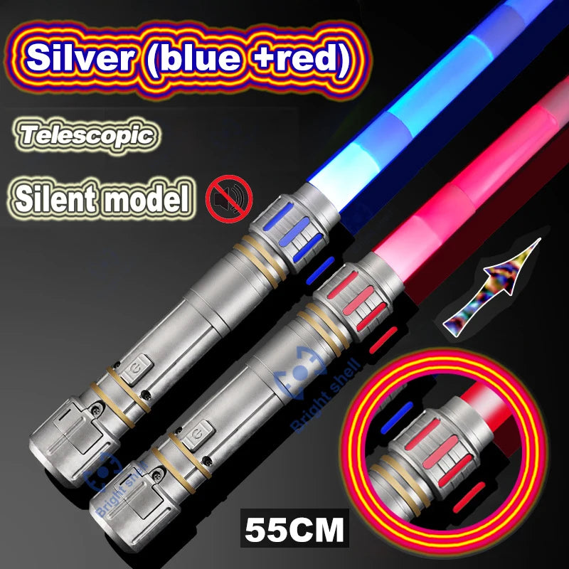 Sable de luz de 80 cm, juguete de espada láser RGB, sable de luz con 7 colores intercambiables, juguete telescópico Force FX FOC con efectos de sonido, espada Jedi para niños, regalo para niños