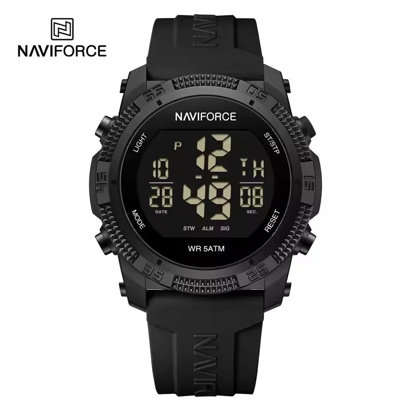 Reloj digital deportivo NAVIFORCE 7104 para hombre, estilo casual, electrónico, con calendario, luminoso, resistente al agua y correa de silicona