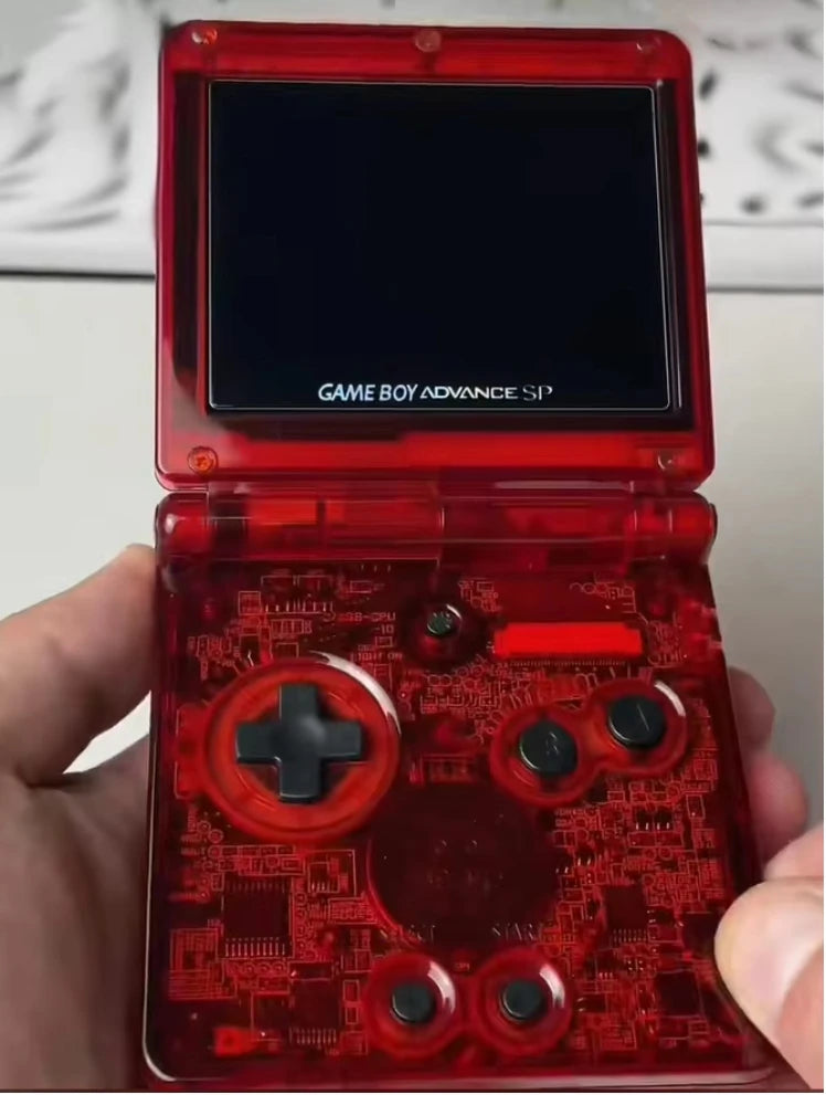 Gameboy Advance SP AGS-001 Consola de juegos GBA SP reacondicionada con nueva pantalla IPS Nueva carcasa y nivel de brillo ajustable
