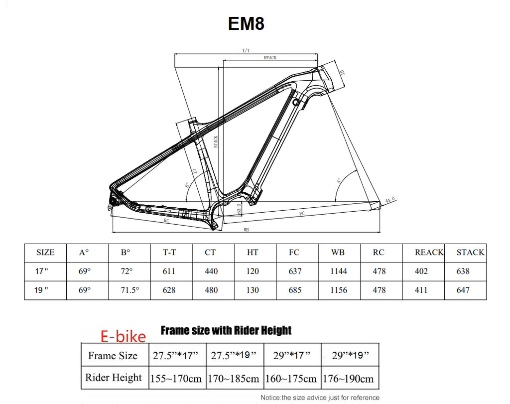 Bicicleta eléctrica de fibra de carbono EBike EM8, motor M560 48V 500W con batería oculta para adultos, transmisión M6100 de 12 velocidades, bicicleta eléctrica de montaña de 27.5 y 29 pulgadas