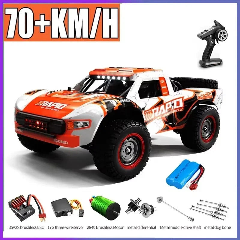 Coche teledirigido SCY16101 16102 de alta velocidad 70 km/h, coche teledirigido con tracción a las cuatro ruedas para niños, motor sin escobillas con LED