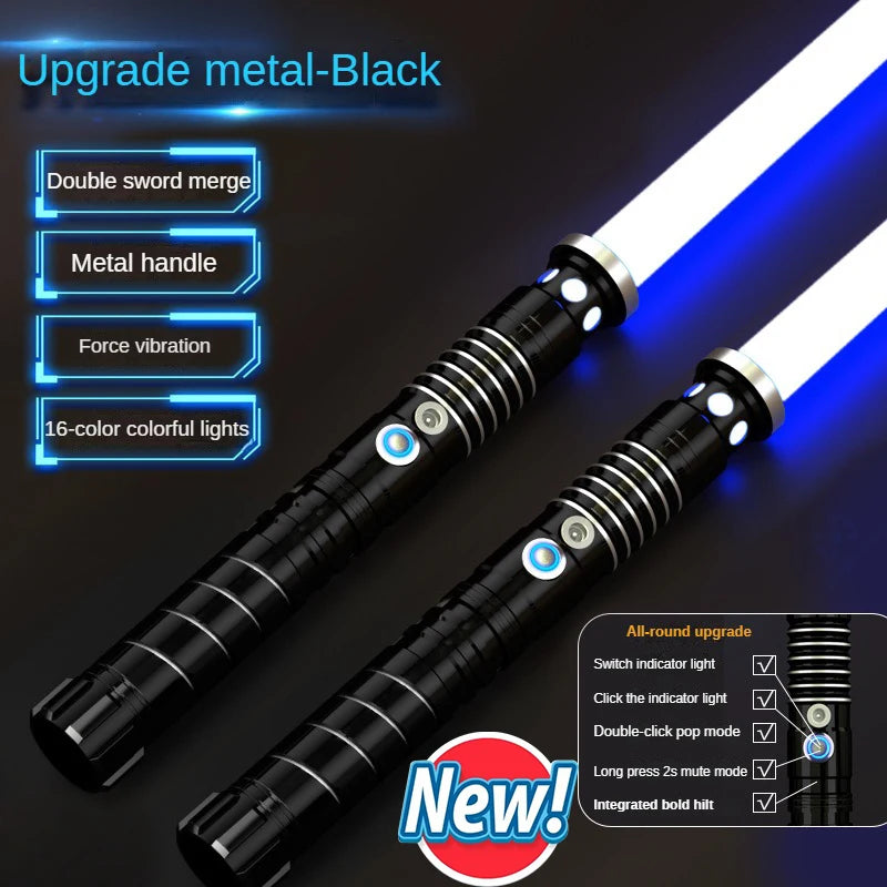 Juguete de espada láser de metal, sable de luz RGB con 7 colores, sonido, efectos Force FX, FOC Blaster, espada láser Jedi para niños, regalo