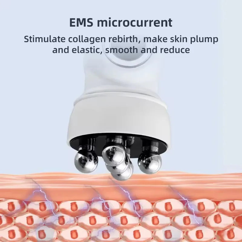 3 en 1 RF Calefacción EMS Facial 360 °   Masajeador de rodillos para levantamiento de líneas FIne, rejuvenecimiento de la piel, máquina de belleza de microcorriente firme