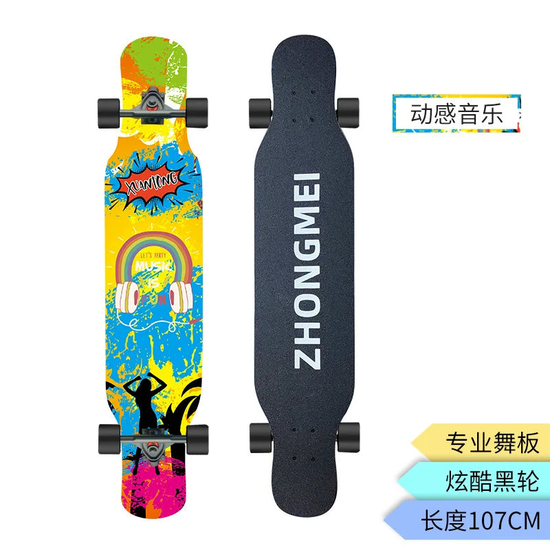 Patineta Profesional de 4 Ruedas para Adultos Principiantes, Patineta Cruiser de Calle con Doble Plataforma para Adolescentes, Niños y Niñas