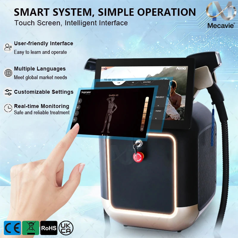 Máquina de Depilación Láser de Diodo 2 en 1 y Eliminación de Tatuajes por Picosegundos, 5 Longitudes de Onda 755 808 830 940 1064nm, Tecnología FAC, Enfriamiento por Hielo