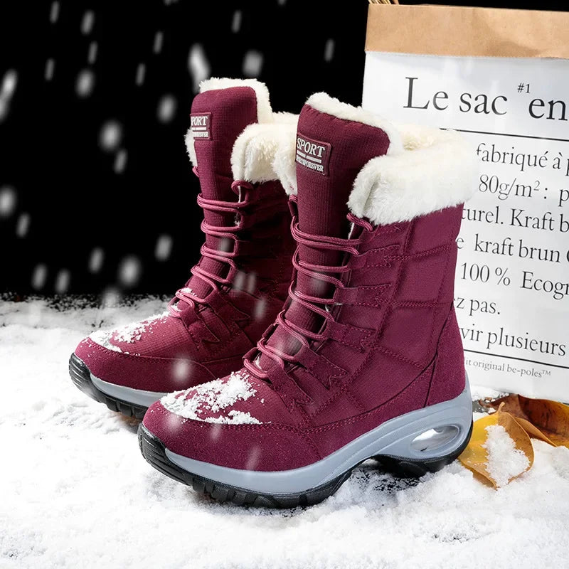 Botas De nieve cálidas De alta calidad Para Mujer, botines cómodos con cordones, impermeables, para senderismo al aire libre, Invierno 2024