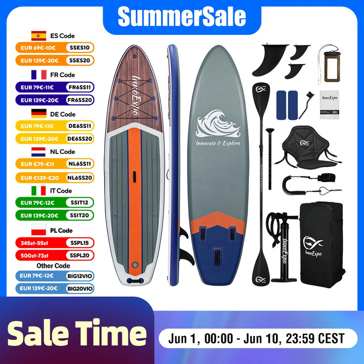Tabla de Paddle Surf Inflable InnoExpo, Tabla de Surf, Tabla de SUP, Antideslizante, para Deportes Acuáticos