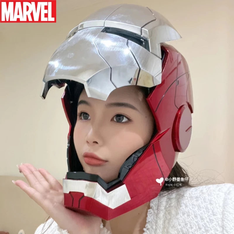 Casco Eléctrico de Iron Man de Marvel 1:1 MK50 MK5 con Control por Voz y Ojos con Luz, Modelo de Juguete para Adultos, Tecnología Vestible, Regalo de Navidad