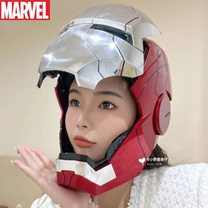 Casco Eléctrico de Iron Man de Marvel 1:1 MK50 MK5 con Control por Voz y Ojos con Luz, Modelo de Juguete para Adultos, Tecnología Vestible, Regalo de Navidad