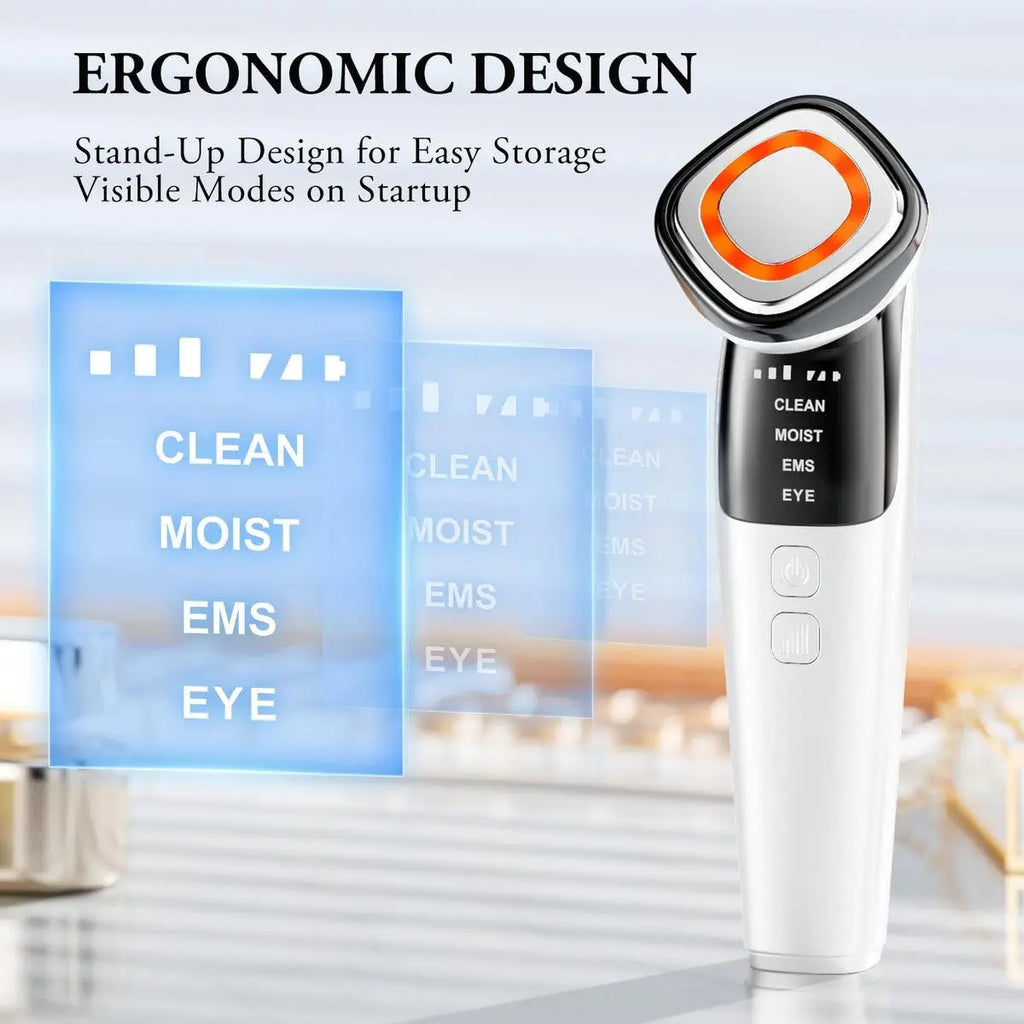 Masajeador Facial 4 en 1 con Microcorriente, Vibración, Antienvejecimiento, Herramienta para el Cuidado de la Piel del Rostro, Ojos y Cuello, EMS, Tonificación Facial, Dispositivo de Lifting Facial