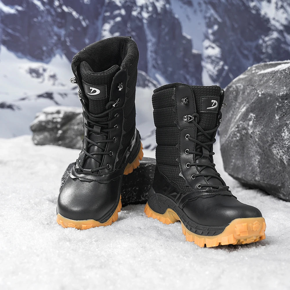 Botas de Nieve para Hombre, Impermeables, Aisladas, para Senderismo, con Cuello de Punto Cálido, Suela de Goma Antideslizante, C