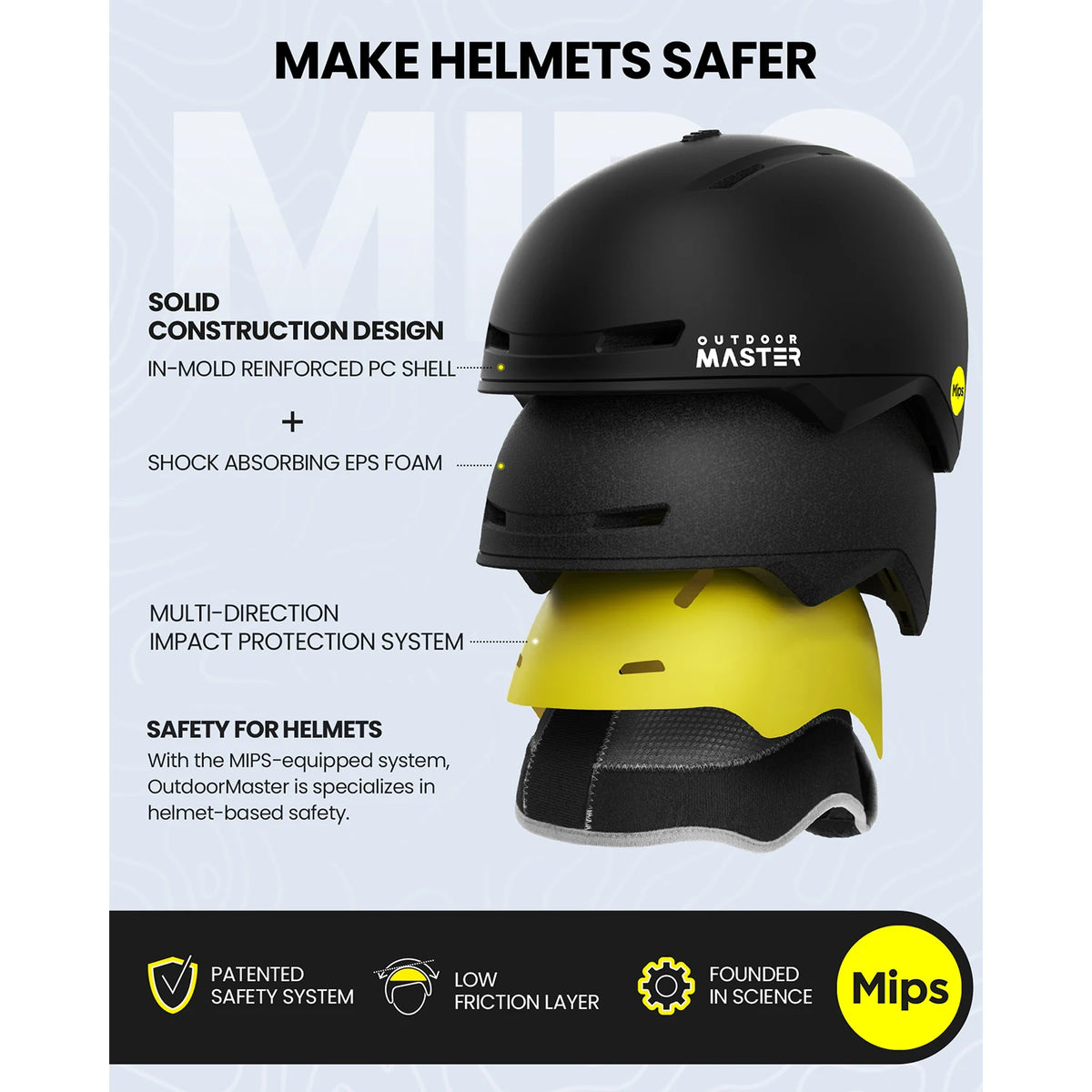 Casco de Esquí OutdoorMaster MIPS con Orejeras, 8 Ventilaciones Ajustables, PC+EPS, Alta Calidad, para Snowboard, Esquí, Skateboard y Deportes al Aire Libre