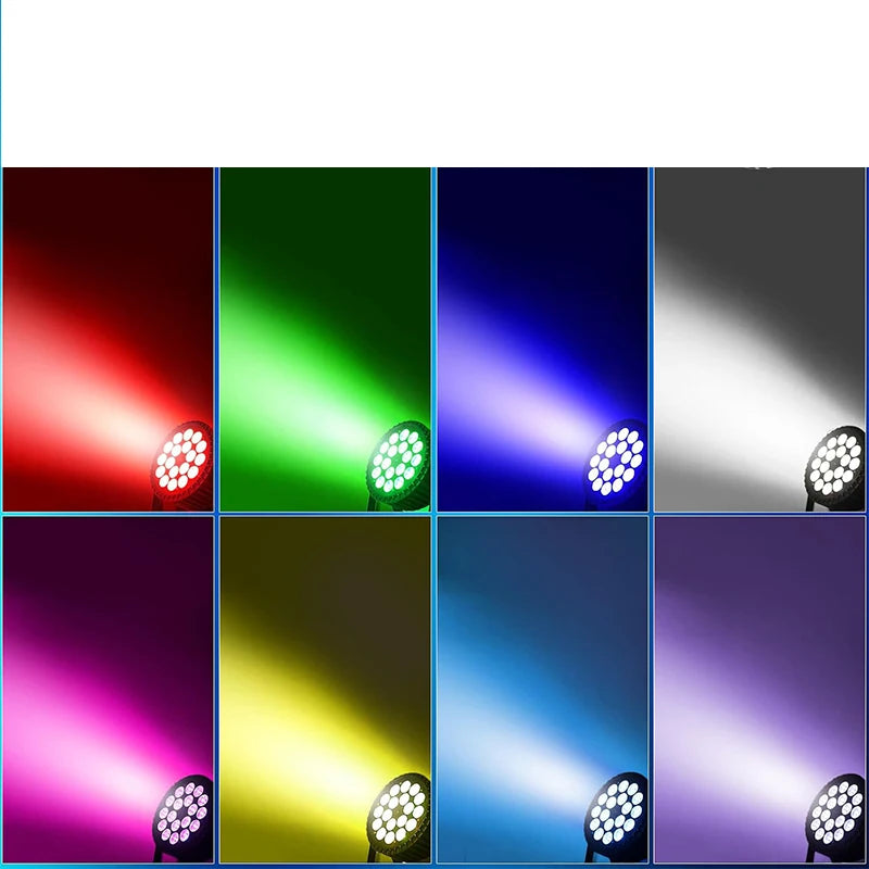 Luces de escenario LED 18x18W, foco LED PAR RGB+verde lima+ámbar+UV 6 en 1, iluminación de alta potencia tipo Par Can, luces DJ, estroboscópico, wash, DMX512