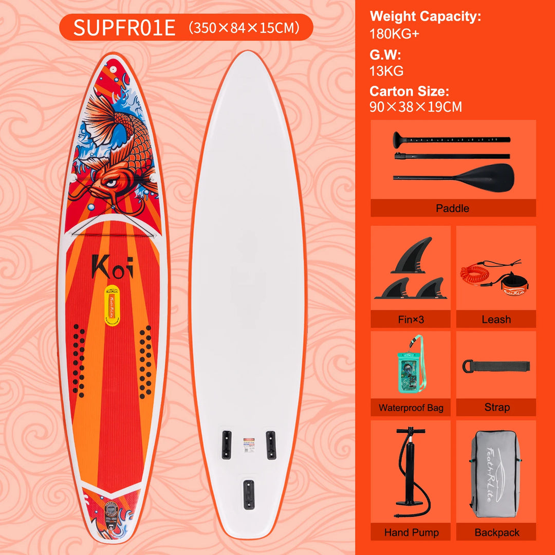 Tabla de Paddle Surf Inflable FunWater, Tabla SUP Antideslizante de 320–385 cm, Tabla de Paddle Surf Portátil Inflable para Surf, Turismo, Pesca, Yoga y Deportes Acuáticos