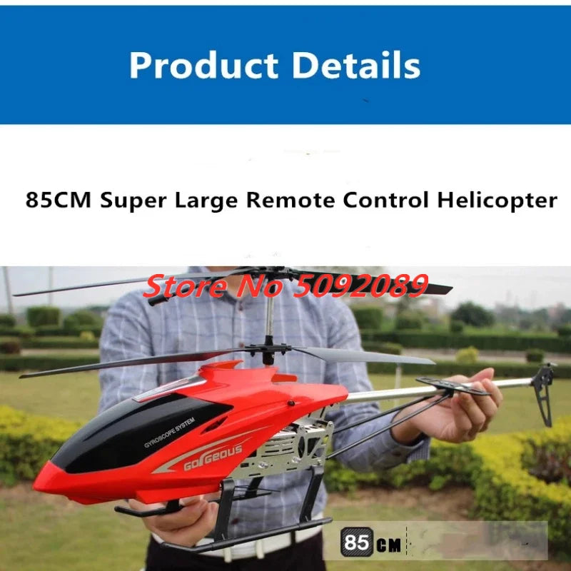 2,4G 6 ejes Flybarless doble hélice Flexible Anti-choque RC helicóptero 85CM 150M aleación avión UAV con 3 uds batería de juguete