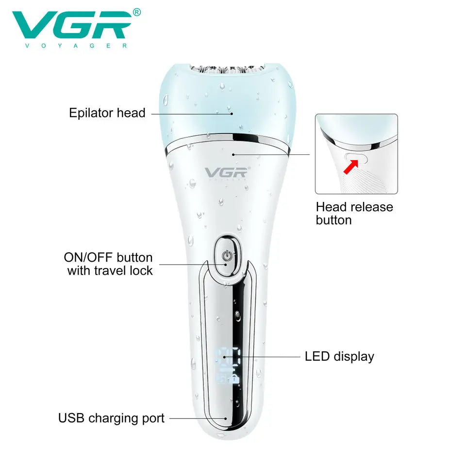 VGR-depiladora eléctrica para mujer, afeitadora femenina, depilación corporal para piernas, labio, barbilla, recortador de Bikini, utensilio para eliminar el vello Facial
