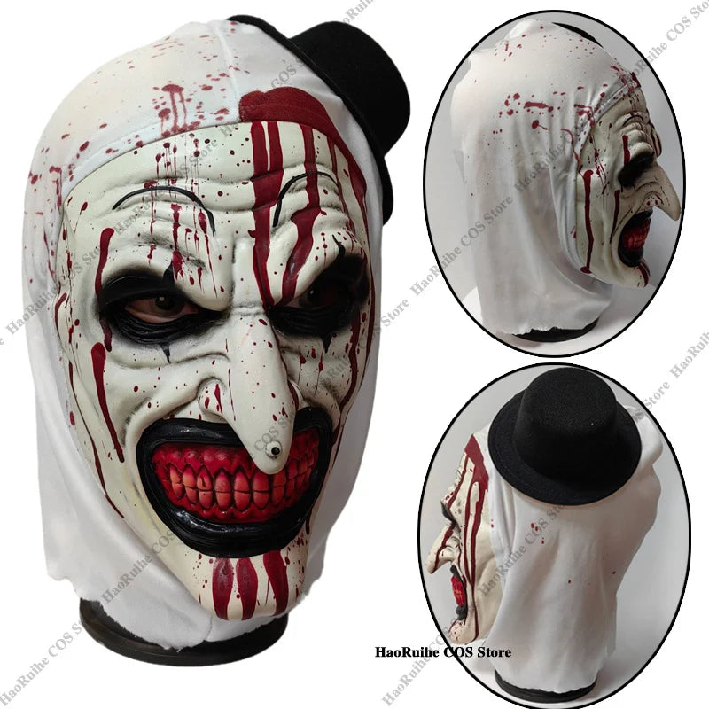 Nuevo Disfraz de Cosplay de Art the Clown de Terrifier, Máscara, Calcetines, Mono para Hombre, Disfraz de Terror para Mujer, Traje para Halloween, Carnaval y Fiestas