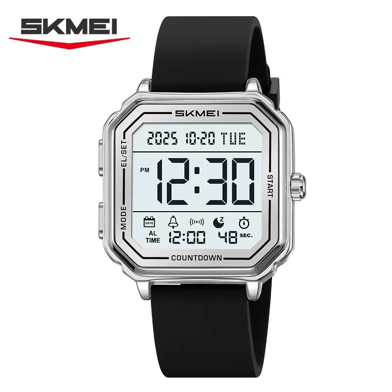 SKMEI 2559 Reloj deportivo de negocios casual con pantalla retroiluminada para hombre, cronógrafo digital, doble zona horaria, reloj de pulsera para hombre
