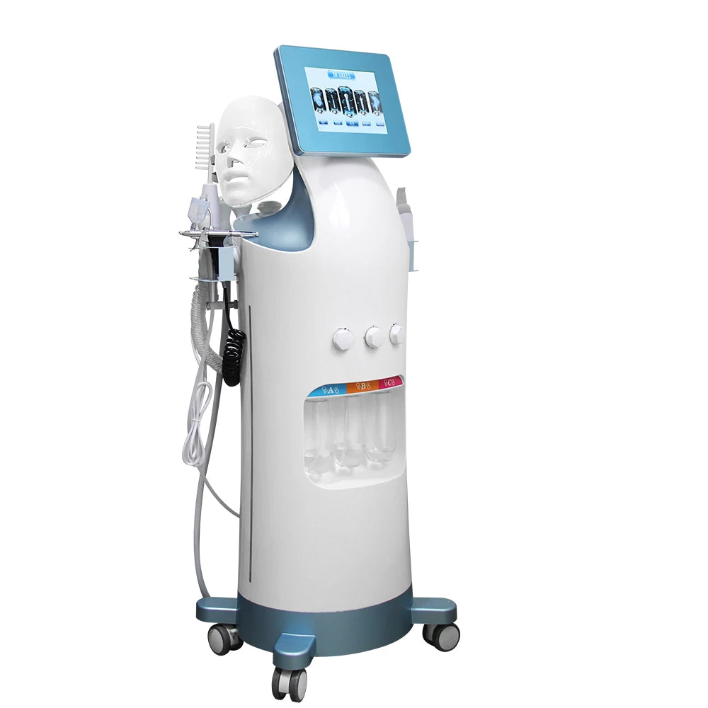 AOKO Nueva Máquina de Belleza 12 en 1 para Hidrodermoabrasión, Peeling Acuático, Ultrasonido Facial, Inyección de Oxígeno, Rejuvenecimiento de la Piel y Blanqueamiento