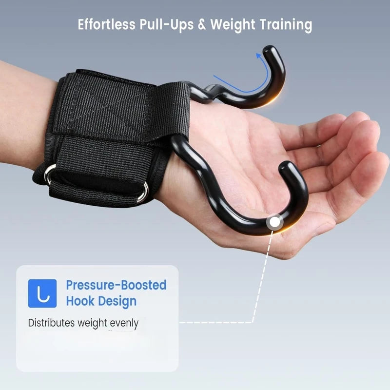 Ganchos de levantamiento de pesas, soporte de agarre, ganchos de soporte para fitness de barra simple y doble, guantes de entrenamiento con soporte para muñeca, gancho de agarre