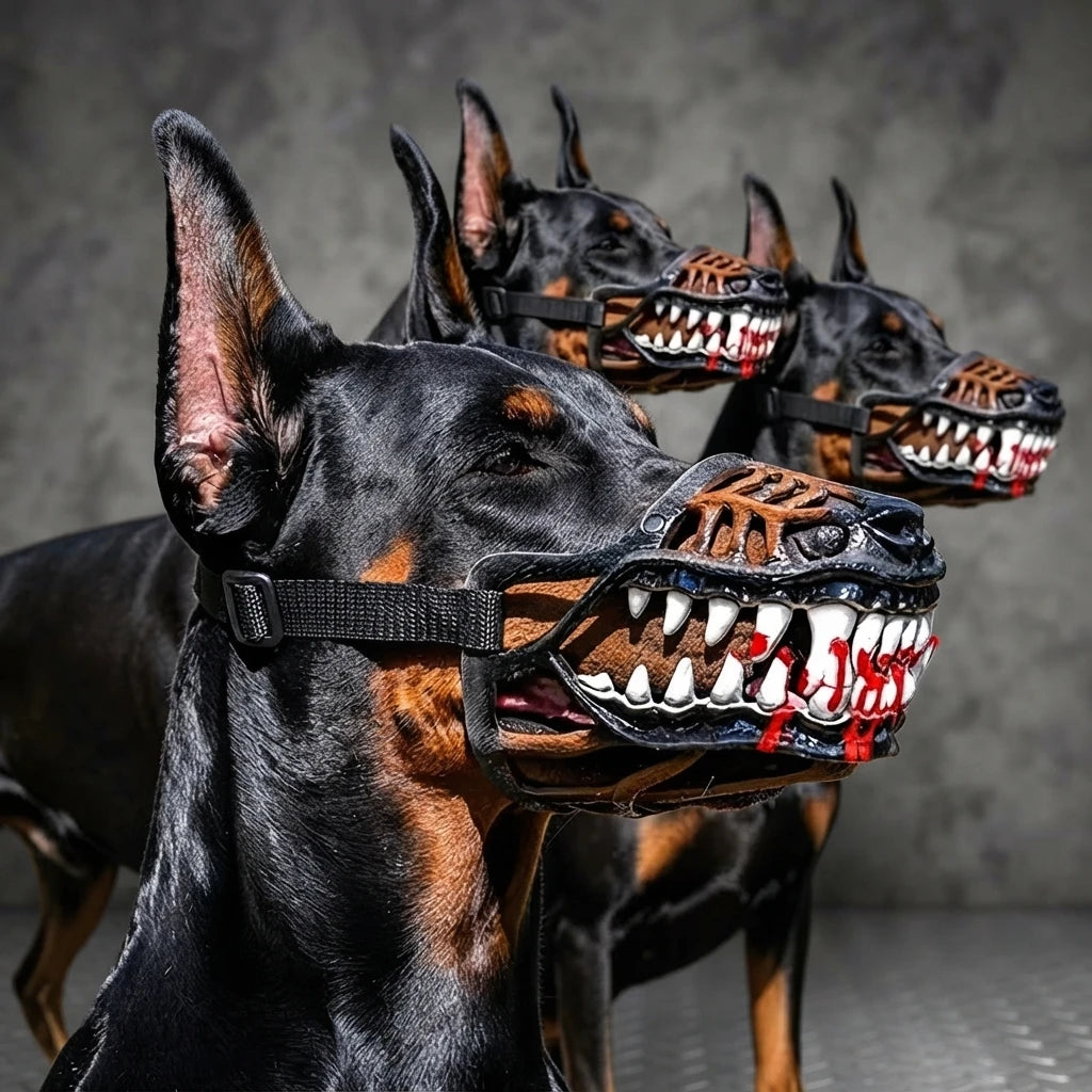 Bozal de Perro Aterrador con Colmillos Sangrientos y Dientes Grandes, Disfraz Divertido de Halloween para Mascotas, Antimordeduras, Antimasticación, Regalo de Broma para Entrenamiento