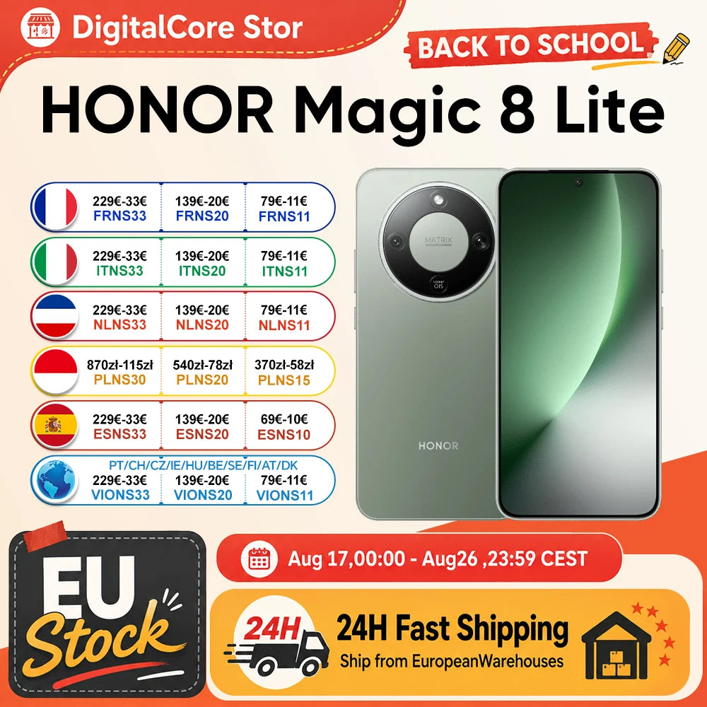 Nuevo smartphone HONOR Magic8 Lite versión UE 2026 5G, teléfonos móviles Android, AMOLED, Snapdragon 6 Gen 4, 7500 mAh, cámara IA de 108 MP con OIS
