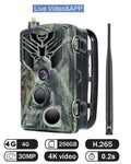 Cámara de rastreo con aplicación de vídeo en vivo 4K, servicio en la nube, cámaras de caza de Vida Silvestre, transmisión multimedia 4G, inalámbrica, visión nocturna de 30MP, HC810PRO