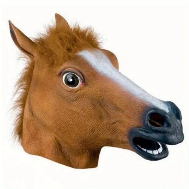 Máscara de cabeza de caballo de simulación, disfraz de cosplay, divertido accesorio para fiestas y festivales.