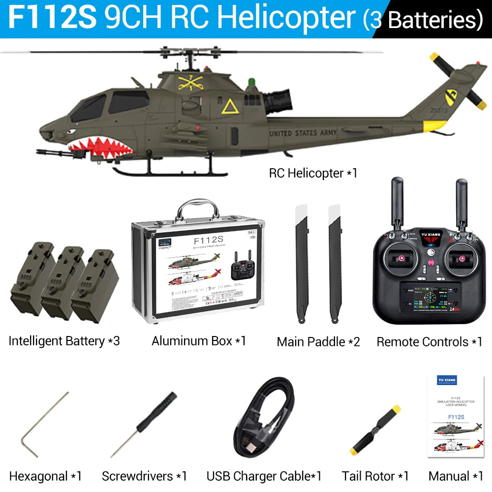 Helicóptero RC YUXIANG F112S, Avión de 9 Canales, Escala 1/32, Sin Escobillas, Giroscopio de 6 Ejes, Posicionamiento GPS, 12 Minutos de Tiempo de Vuelo, con Radar Láser y Flujo Óptico