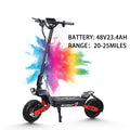 Patinete eléctrico negro con batería 48V23.4Ah y salpicadura de color