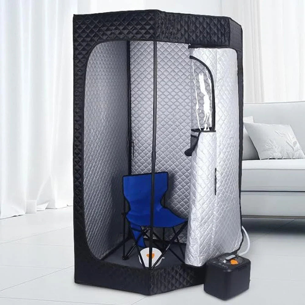 Tienda de campaña portátil para sauna a vapor de 3L, spa doméstico personal de 1000W con control remoto, silla y alfombrilla desintoxicante para pies, sauna plegable de calentamiento rápido